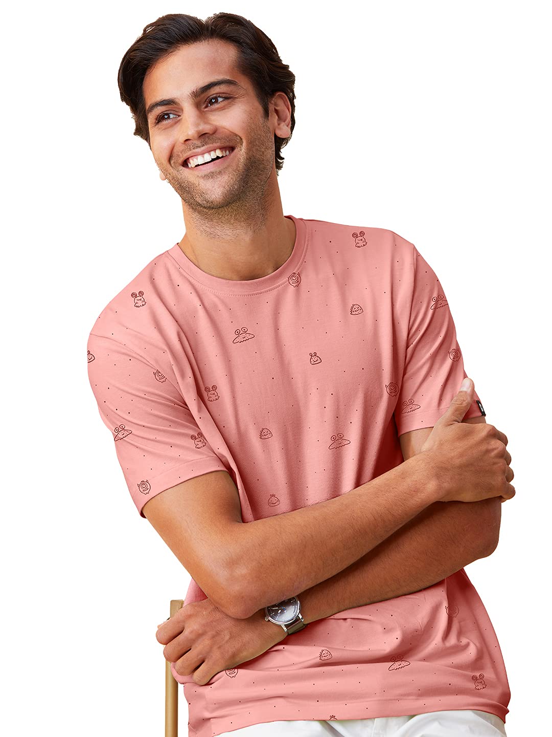 the souled store Supima Cotton: Monster Mania Mens and Boys Graphic Printed T-Shirts Pink-picture-13