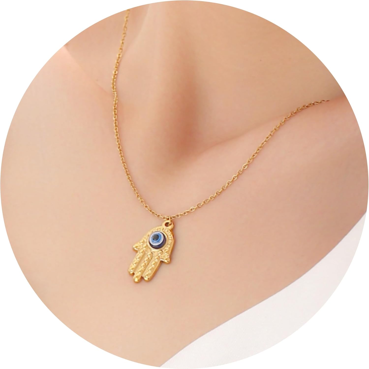 Gold Pendant Necklaces for Women – Evil Eye, Hamsa Hand & Cross Charms – 18K Gold Plated Jewelry, Spiritual Protection, Minimalist Gifts for Her - Image 8