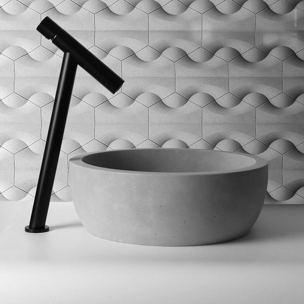ZTGL Modern Concrete Bathroom Sink, 15.7 inch Round Bowl