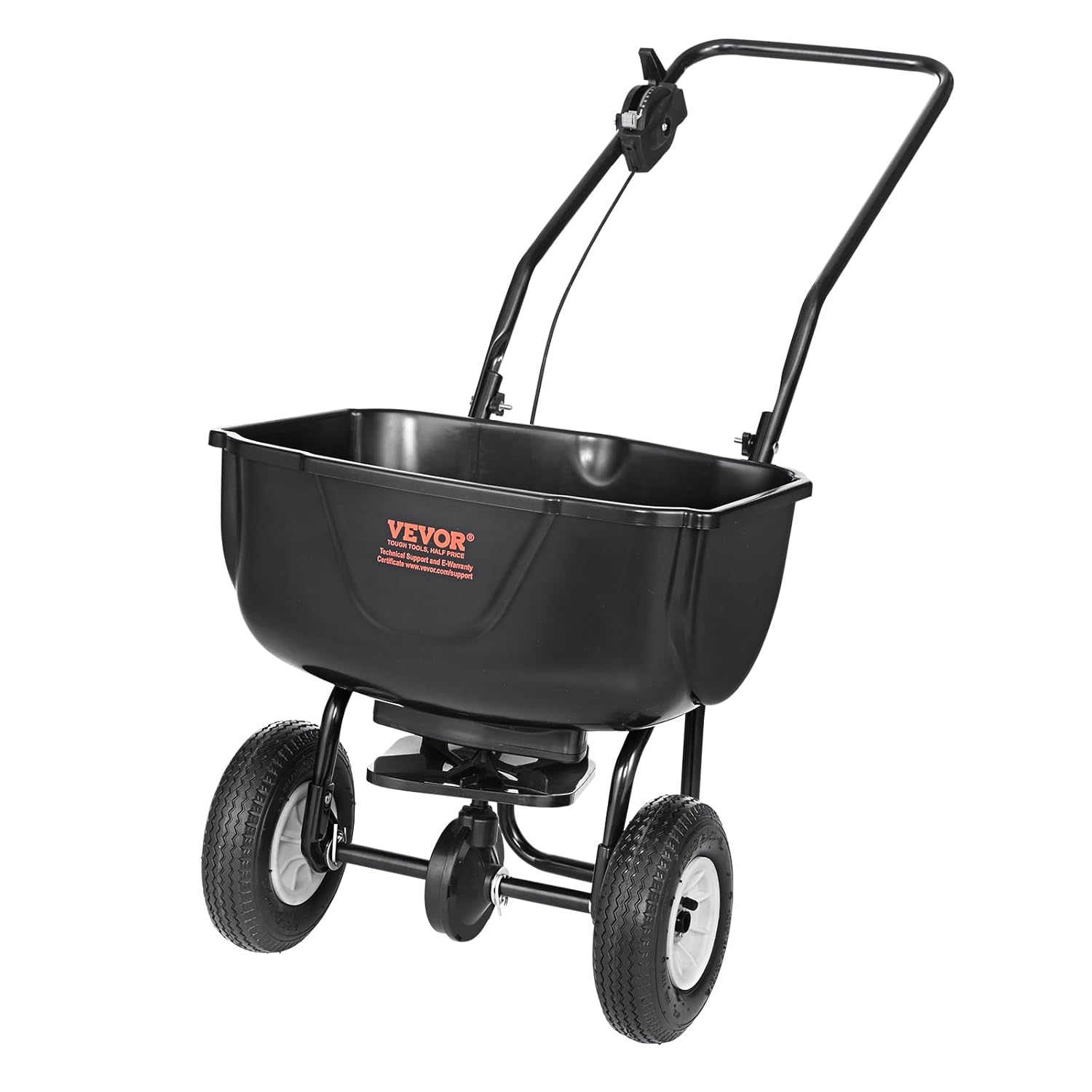 VEVOR Broadcast Spreader, 60 LB WalkBehind Turf Spreader with 8" Wheels, Steel Push Fertilizer