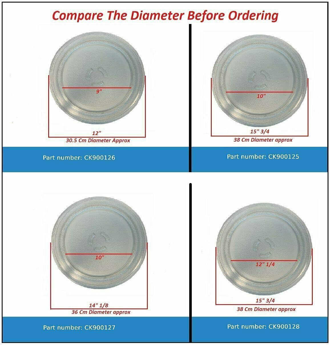 CK9900147 Compatible with KitchenAid Microwave Glass Plate/Microwave Glass Turntable Tray Plate 9.6 (12" Diameter or 11.75)
