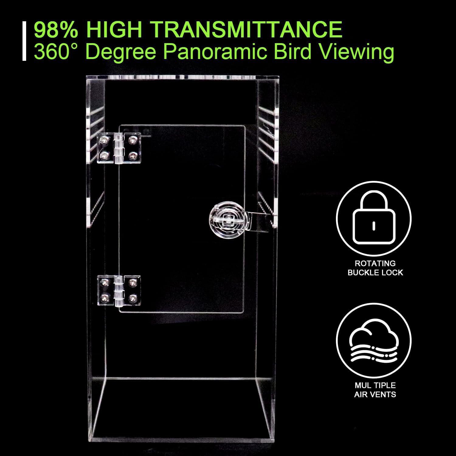 NANEEZOO Jumping Spider Enclosure with Front Opening Door, 6"x6"x12" Reptile Breeding Box Micro Habitat Terrarium for Small Tree Dwelling Reptiles, Spiders, Mantis & Invertebrates