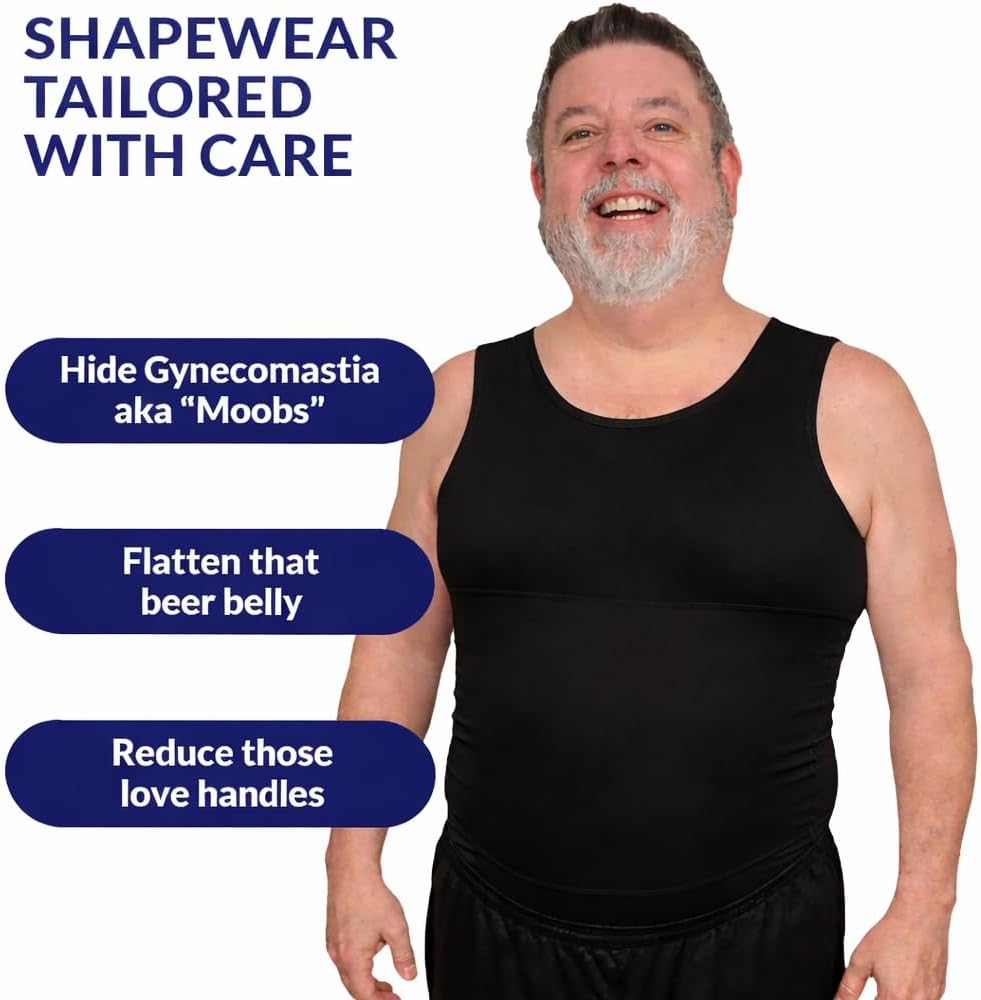 The Natural Posture Men's Ultra Slimming Shirt - Sleeveless Chest and Tummy Control Undershirt