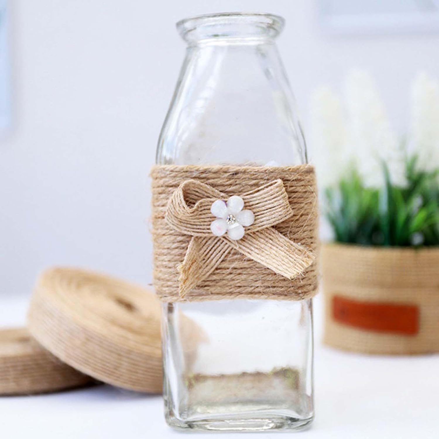 3 Pcs Hessian Ribbon, Burlap Ribbon, Natural Ribbon, Hessian Ribbon Christmas Ribbon Vintage Hessian Craft Ribbon for Crafting Florist Packing Wedding & Christmas Decorations, yellow