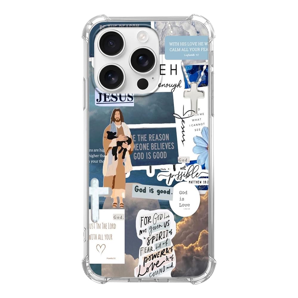 Vusbvelnot Blue Christian Aesthetic Case Compatible with iPhone 16 Pro Max, Jesus Lamb God Phone Case for iPhone 16 Pro Max, Cool TPU Bumper Phone