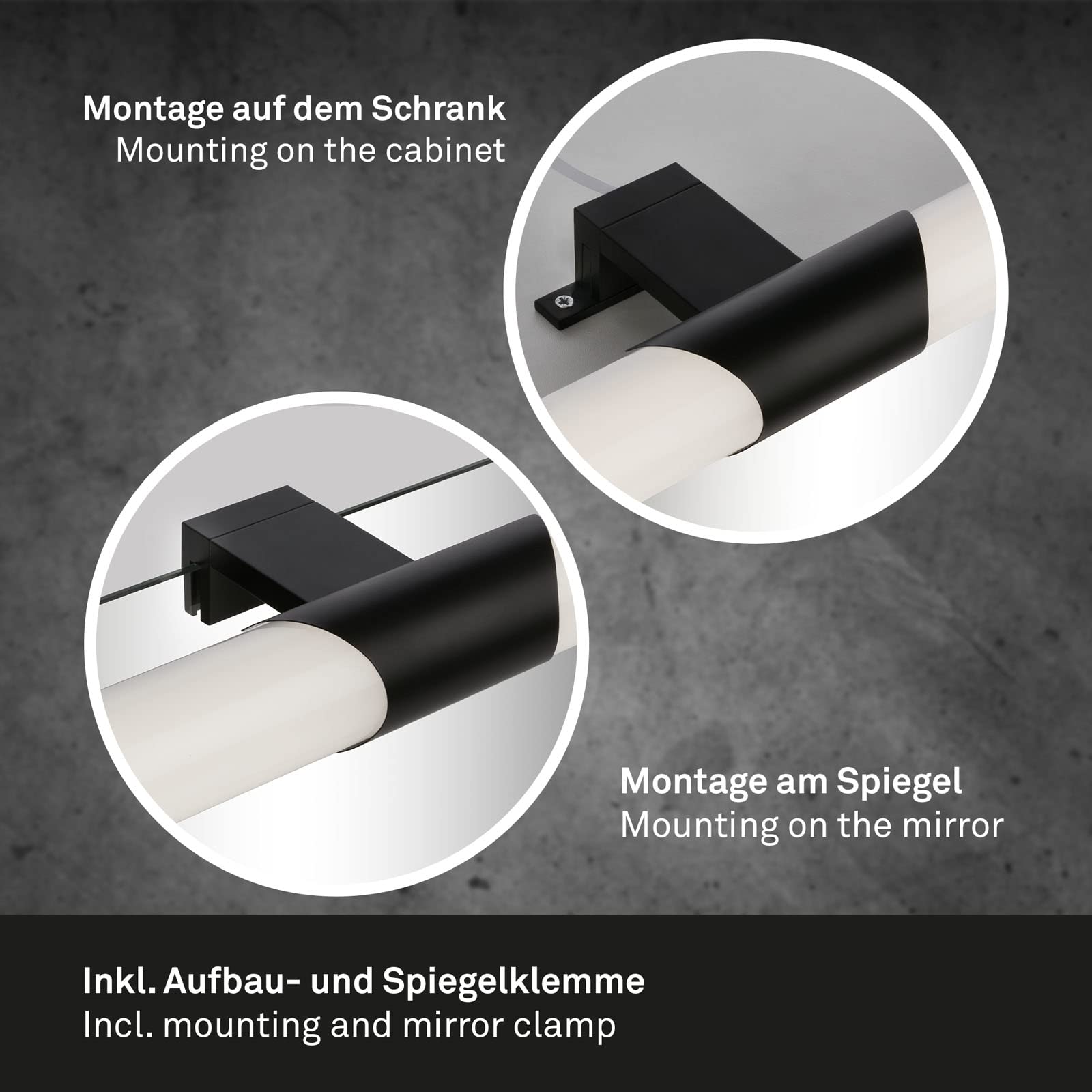 BRILONER Leuchten - LED Spiegelleuchte Bad, Spiegellampe Badezimmer, IP44, tralweiße Lichtfarbe, 7W, Schwarz, 32 cm, 2113-015