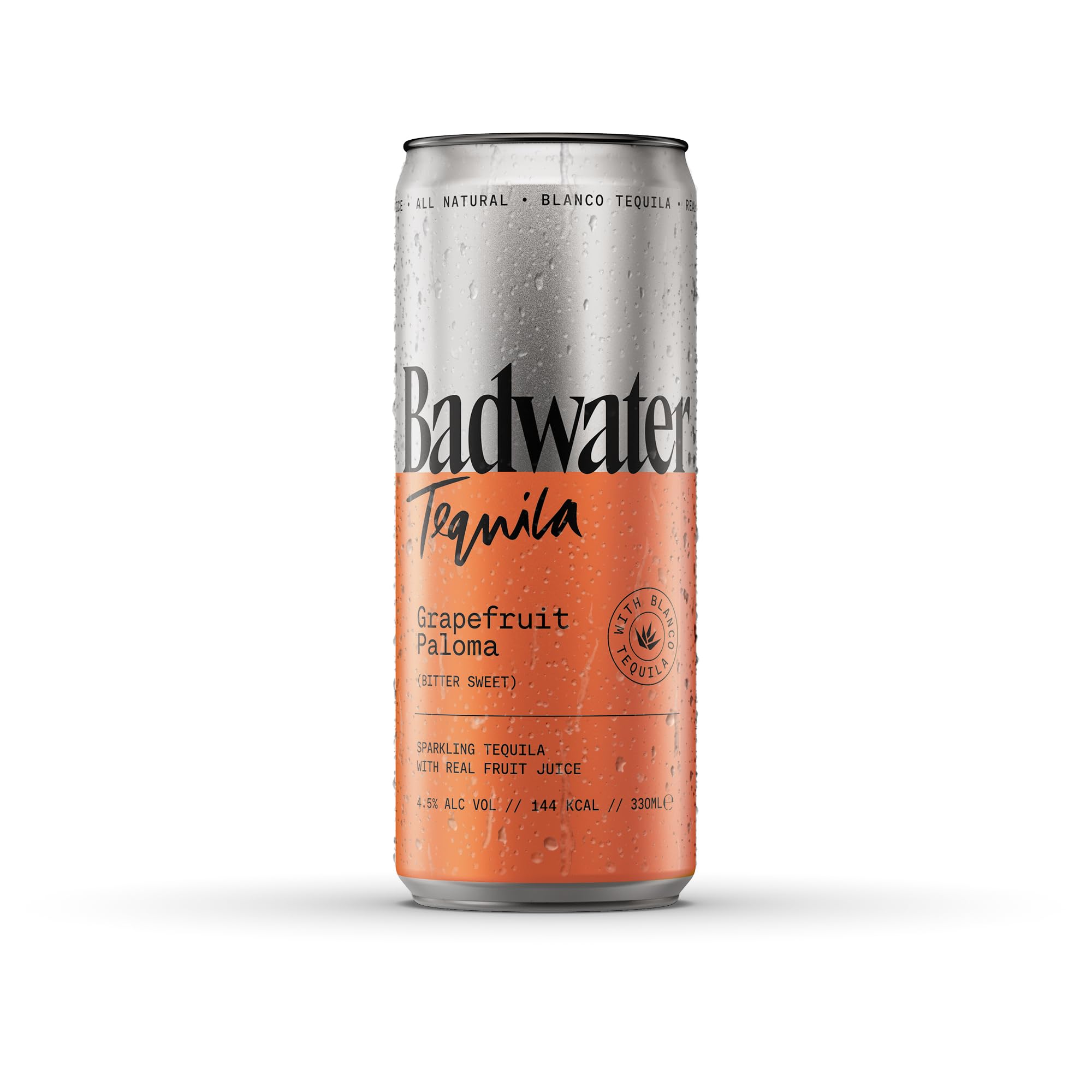 BadWater Tequila Grapefruit Paloma RTD, 12x 330ml, 4.5% ABV. Sparkling Tequila with Real Fruit Juice | With Blanco Tequila