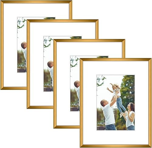 Golden State Art, Marco de fotos de aluminio y cristal real, marcos de fotos de 8 x 10 pulgadas con paspartú de color marfil para exhibición de disponible en Yaxa Guatemala