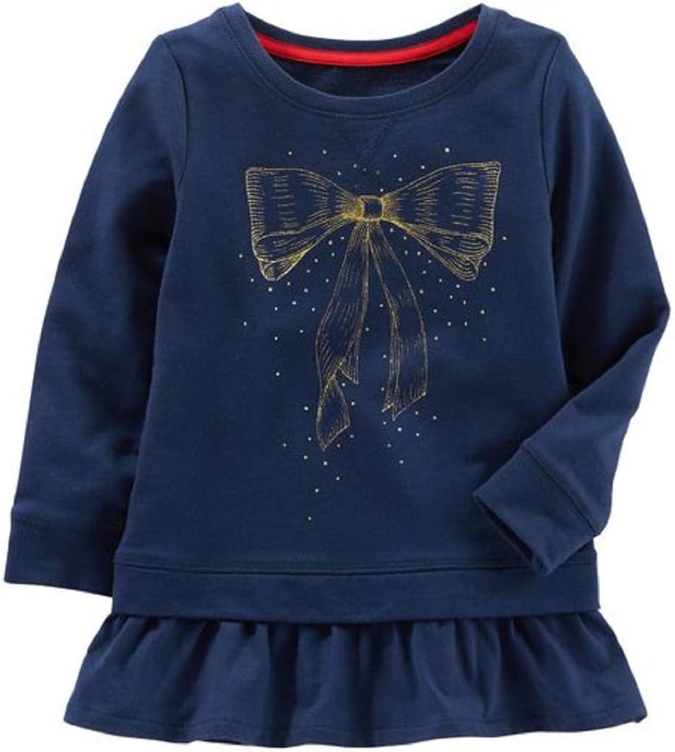 OshKosh B'Gosh Girls' 4-8 Long Sleeve Peplum Tunic Size 6M Navy Blue