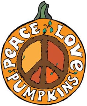 Peace, Love Pumpkins Fall Car Magnet, Halloween Themed Auto Accessory, Weather Resistent Magnetic Bumper Sticker, 5 Inches
