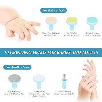 Baby Nail Trimmer File with Light Safe Electric Nail Clippers Kit for Newborn Infant Toddler Kids Toes and Fingernails Care, Polish and Trim Battery Operated (AA)
