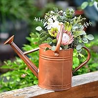 Vista 3 de Regadera de metal SunnyTong para plantas de interior y exterior, regadera decorativa, 1 galón (1 galón de cobre)