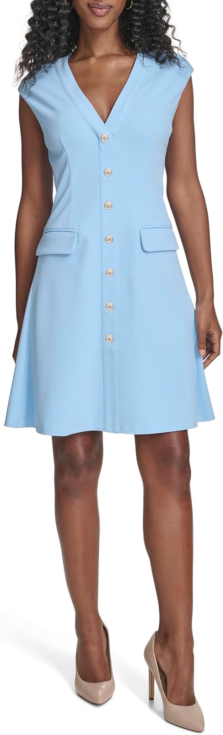 Tommy Hilfiger Womens Cap Sleeve Scuba Crepe Fit and Flare Dress - Image 4