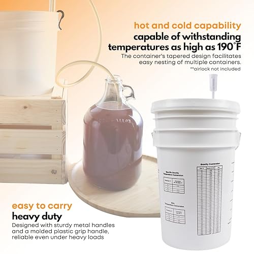 Vista 7 de Fastrack Cubo de fermentación de 6.5 galones con tapa, blanco, cubo de fermentación 100% libre de BPA de grado alimenticio para tu cerveza, vino