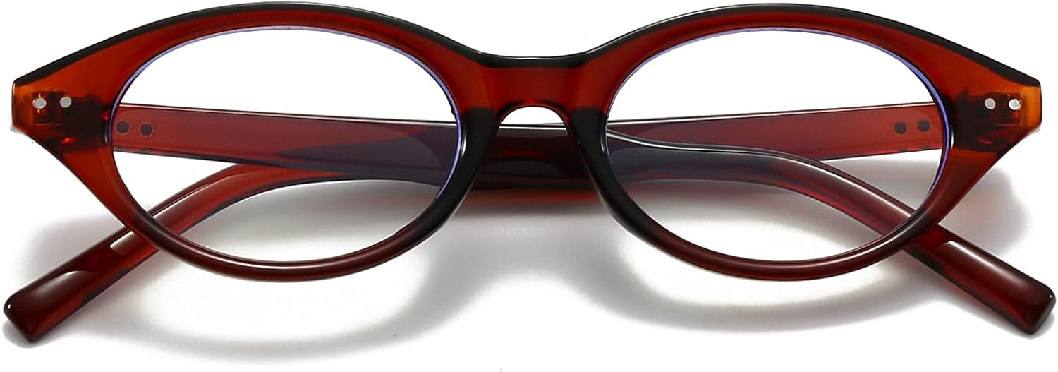 Breaksun Retro Oval Glasses for Women Men Small Face Cat-eye Blue Light Glasses Vintage Style