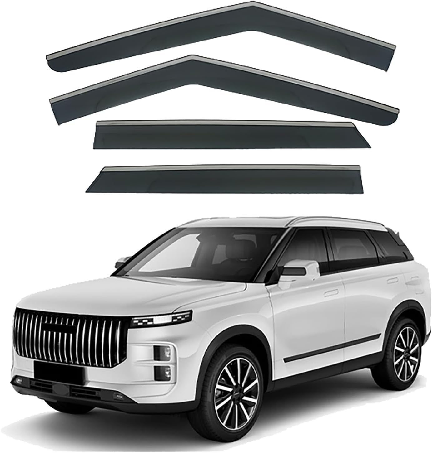 FengXH Window Deflectors for Jaecoo 7/J7 MK1 2023-2025+ - 4pc Smoke Tint, Waterproof, Noise Reducing.