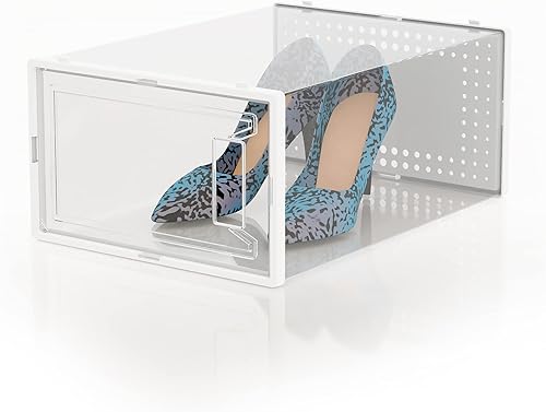 Miniatura 8 de Secret Space Paquete de 12 cajas grandes organizadoras de zapatos para armario, cajas de zapatos modulares que ahorran espacio, contenedores