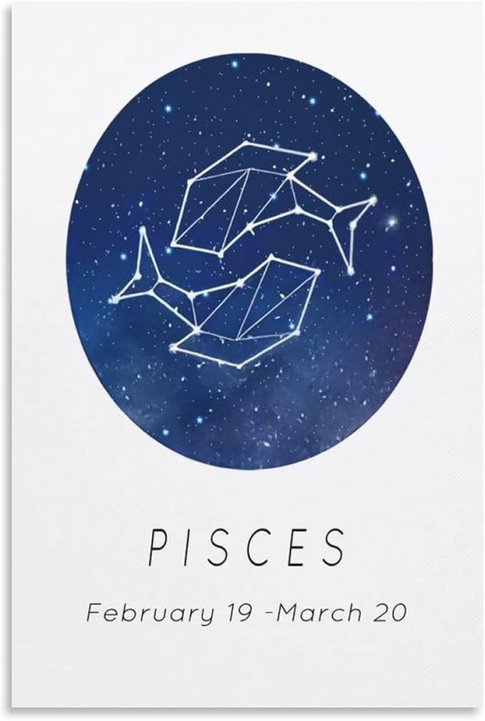 Zodiac Sign Aesthetic Wall Art Poster, Pisces Wall Canvas Poster, Birthday Gift for Friends Canvas Wall Art Prints for Wall Decor Room Decor Bedroom Decor Gifts Posters 12x18inch(30x45cm) Unframe-st