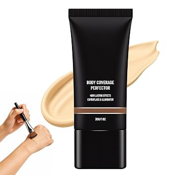 Body Coverage Perfector Waterproof Leg & Body Makeup Foundation, Full Coverage Tattoo Cover Up Concealer, Long Lasting Sweatproof & Transfer Resistant Body Makeup for Legs, Face Natural color