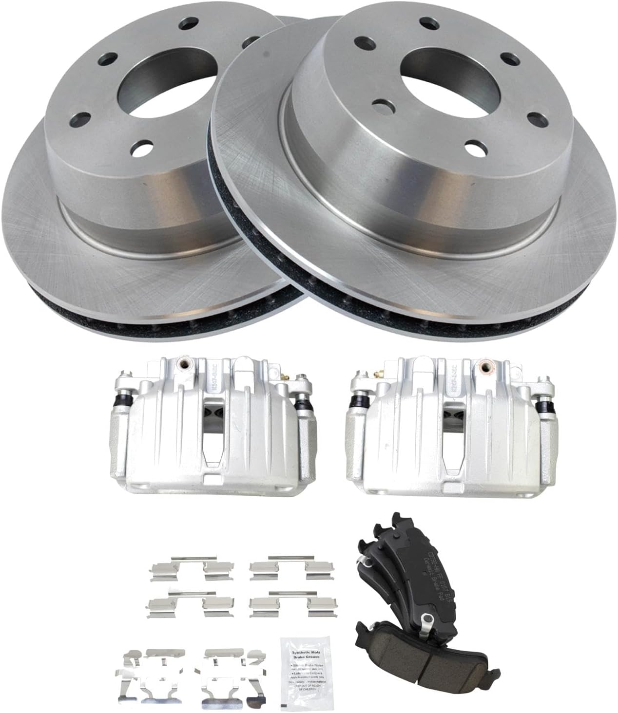 TRQ Rear Brake Pad & Rotor Kit Ceramic Compatible with 2002-2006 Chevrolet Silverado 1500 2000-2001 GMC Yukon XL 1500