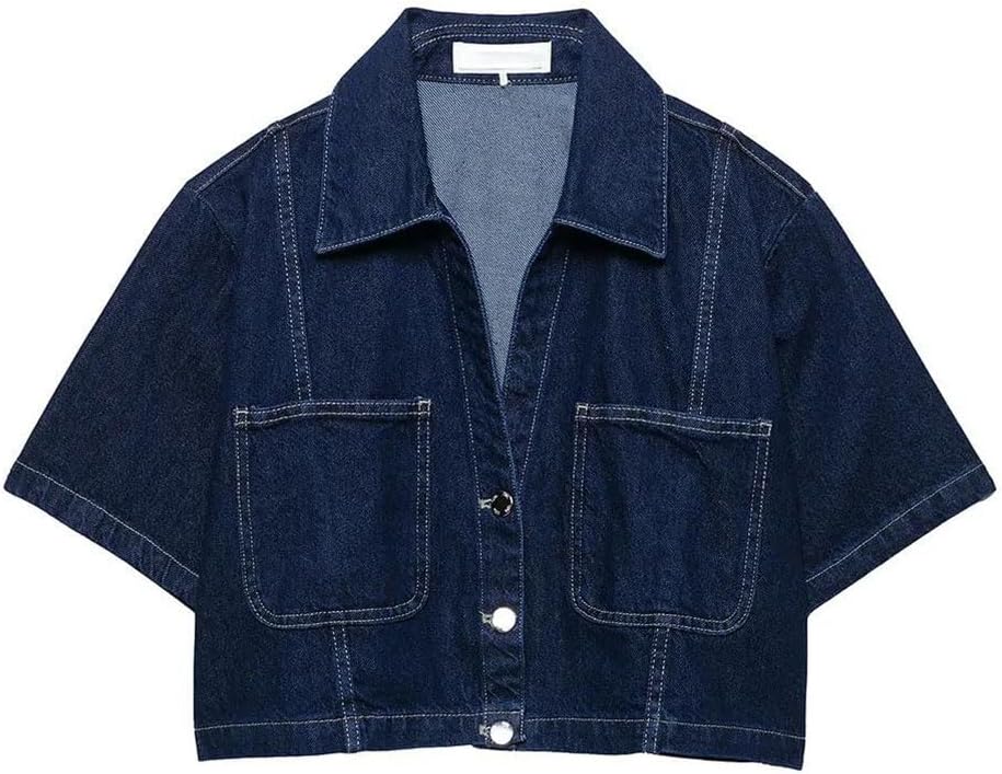 Women's 2 Piece Sets Denim Short Sleeves Shirts Casual Skirt