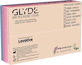 Glyde Dams BLACK/COLA - Paños protectores de látex (100 unidades), color negro, Negro , 25cm x 15cm