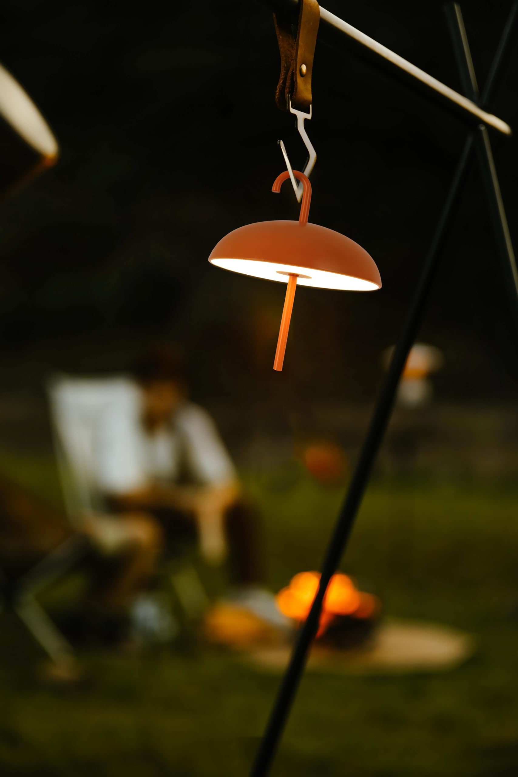 SONNENKERZE Regenschirm-LED-Tischlampe – 3-in-1 Mit Akku & USB-C, Orange, Zum Hängen, Stellen Oder Liegen