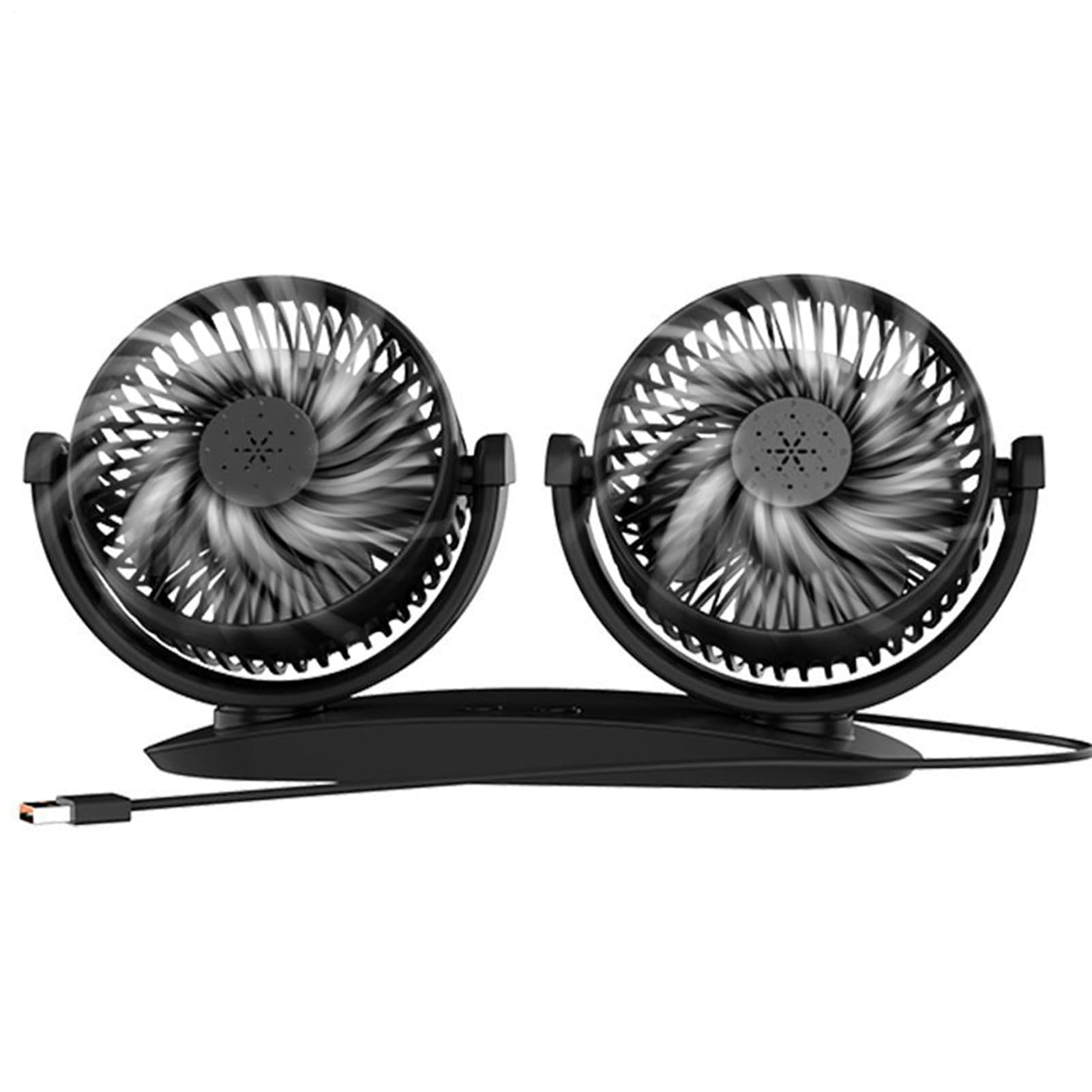 Ventilateur double tête pour voiture contre la chaleur en voyage et sur le tableau de bord