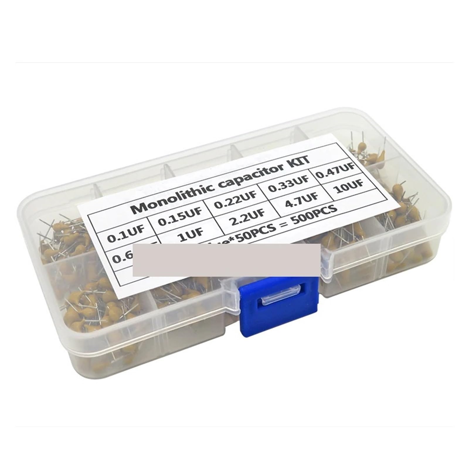 ICXLPMC 500PCS/lot Multilayer Ceramic Capacitor Assortment Kit 10Values*50PCS 0.1uF-10uF(104~106) 50V Ceramic Capacitors Set pack