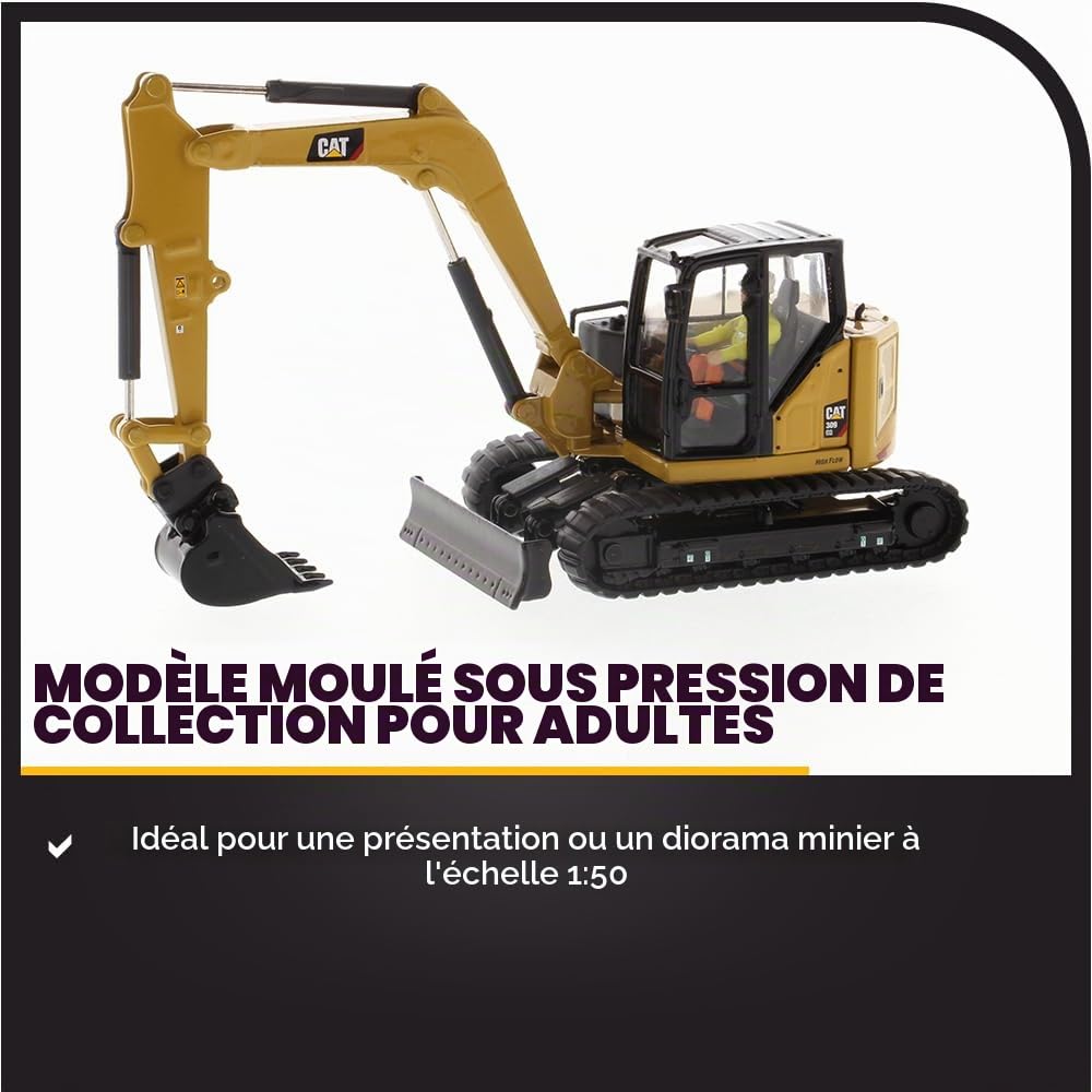 Diecast Masters 85592 - Caterpillar Midibagger 309 CR Mini Hex, échelle 1:50, env. 11,9 x 4,9 x 5,2 cm, à partir de 14 Ans, Jaune
