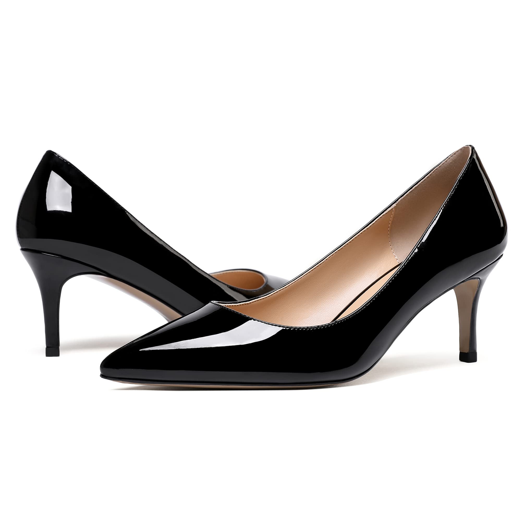 WAYDERNS Women's Patent Leather Pointed Toe Pumps - 2.5 Inch Mid Heel Slip On Dress Shoes, Stiletto Heel - View #11