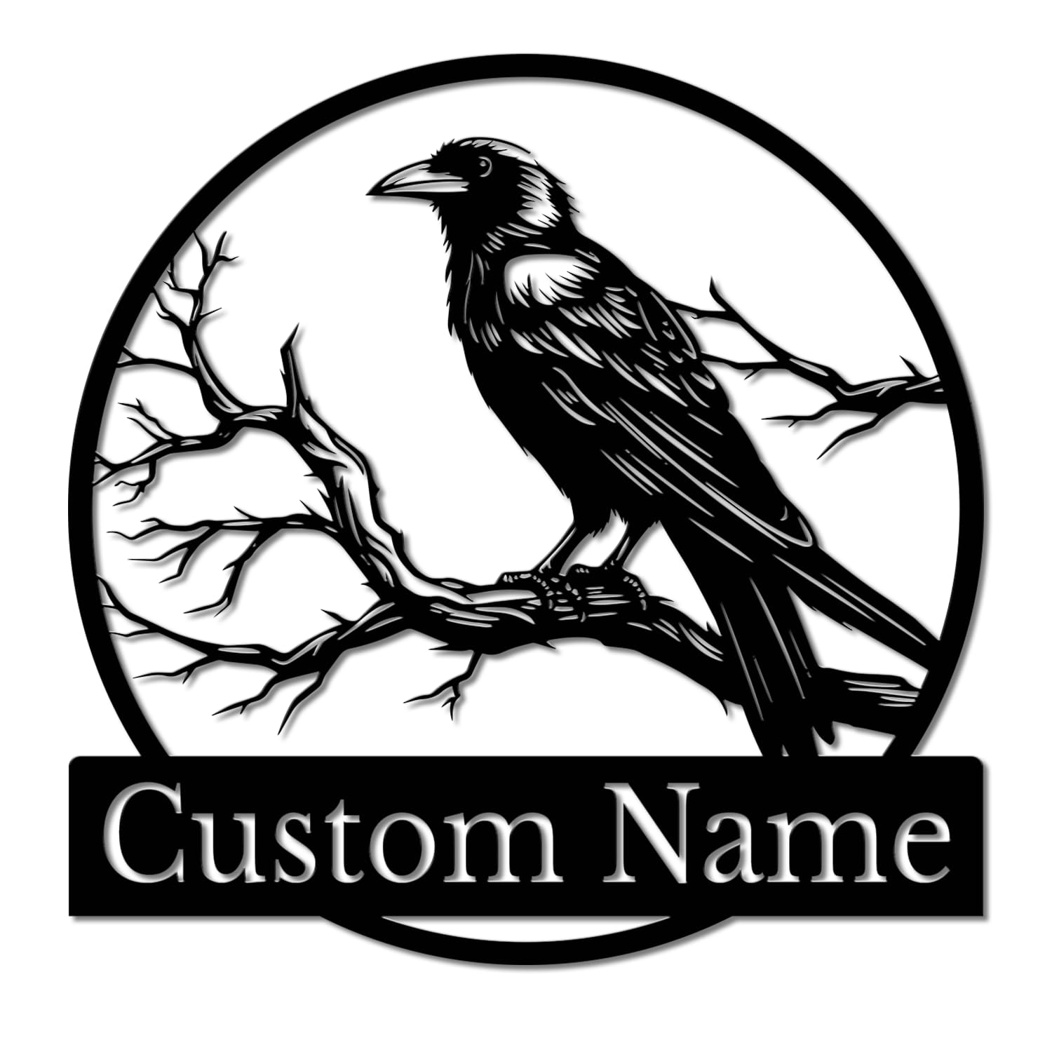 Pailideart Style-1 Personalized Crow Metal Sign - Gothic Raven Wall Art, Durable Indoor/Outdoor Metal Plaque, Custom Bird Lover Gift, Mystical Decor (Style-1)