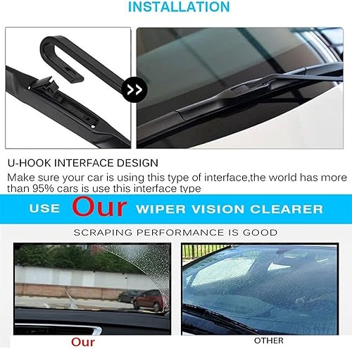 Miniatura 3 de Limpiaparabrisas compatible con Nissan TIIDA C11 2004-2012 Latio Versa de 24 + 14 + 14 pulgadas para parabrisas delantero y trasero de automóvil,