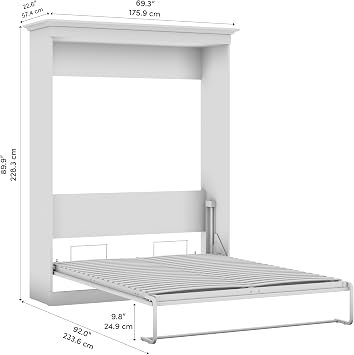 Bestar Queen Murphy Bed, White, Versatile, 65W