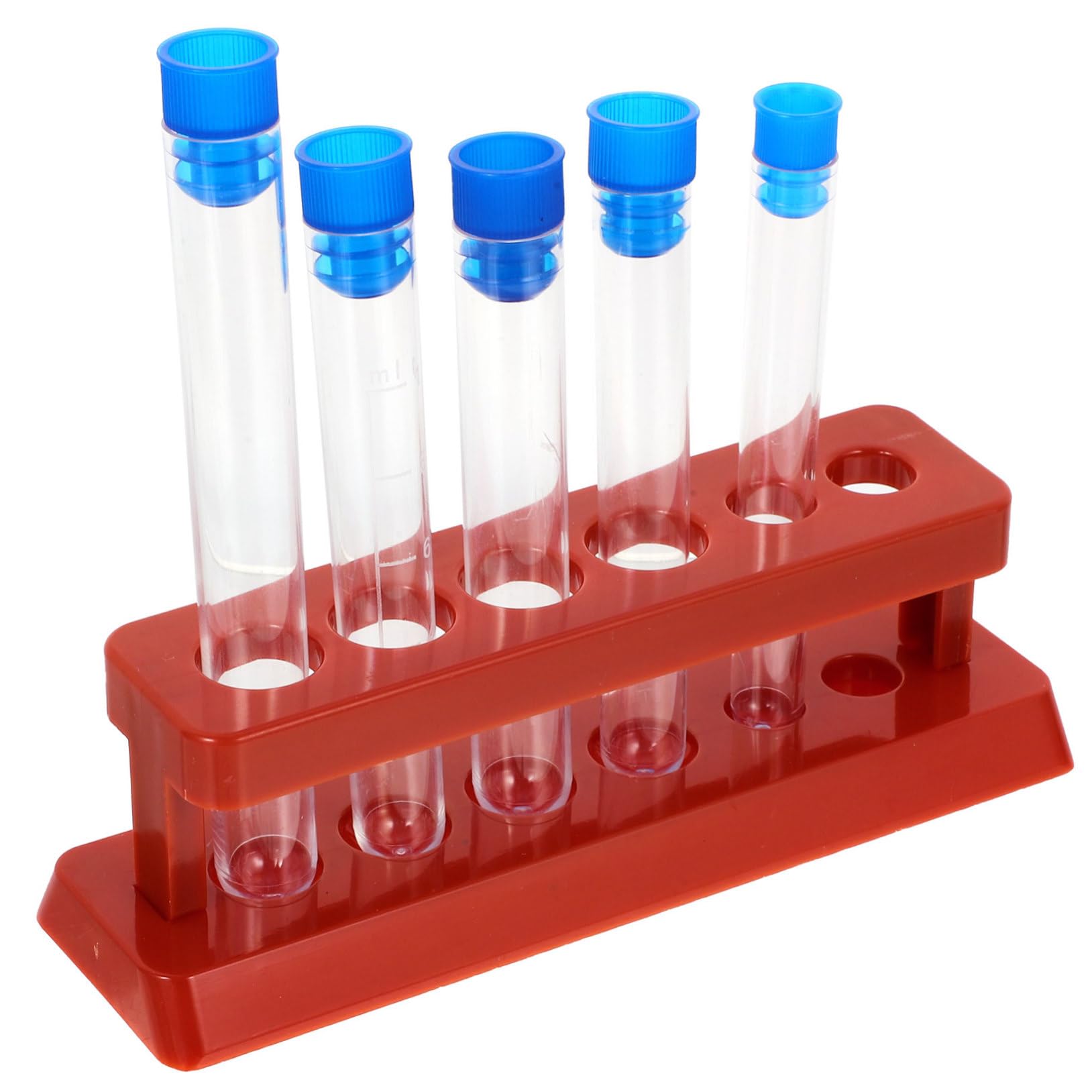 KICHOUSE Clear Plastic Test Tubes with 6 Hole Rack Transparent Test Tube Containers for Scientific Experiments DIY Projects and Party Decorations