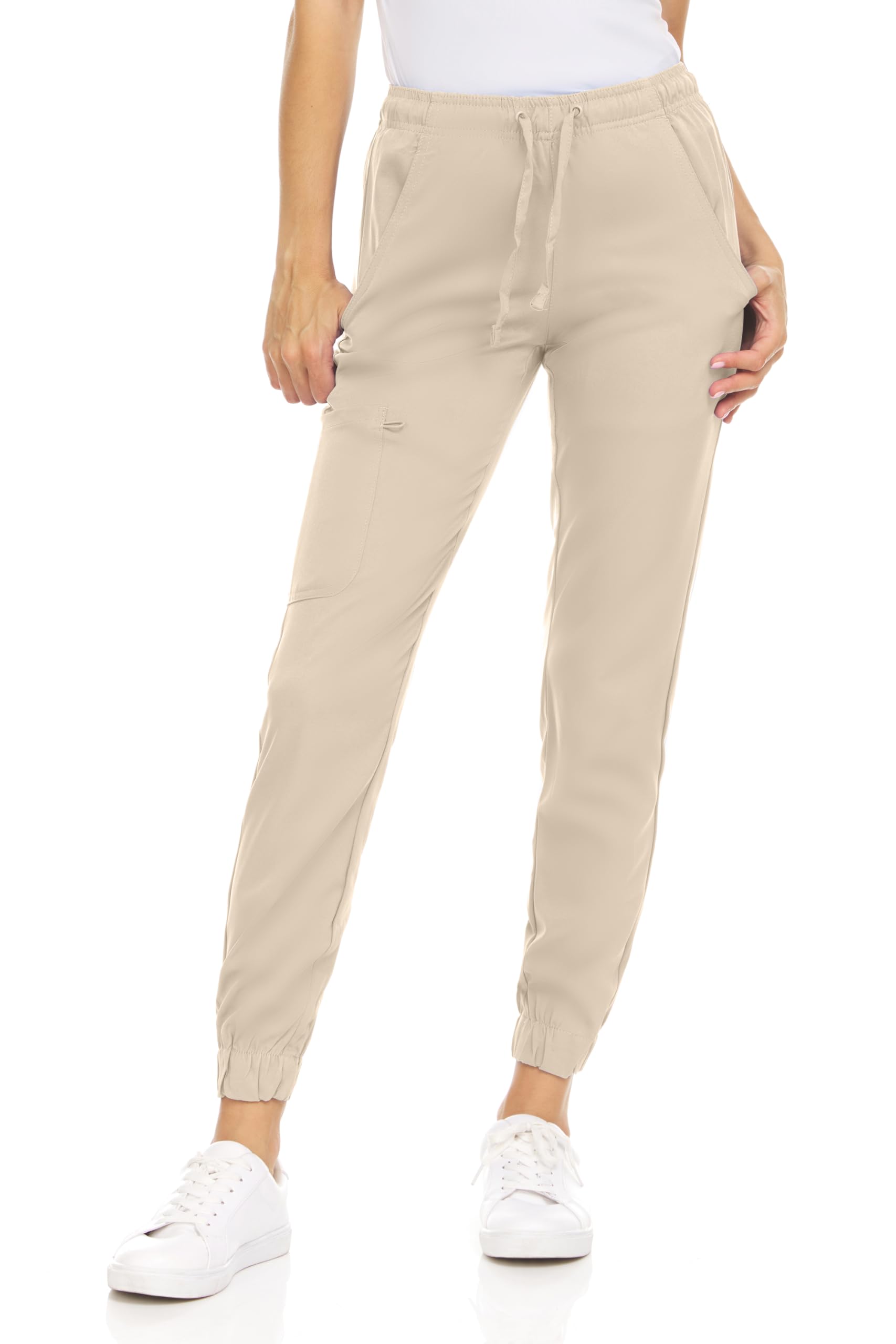 MediChic Women's Scrub Jogger Pants – 4 Pockets, 4-Way Stretch, Moisture-Wicking, Anti-Wrinkle, Elastic Waistband