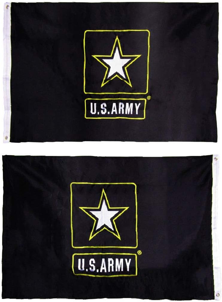 Trade Winds U.S. Army Flag 2x3 ft (Army Star Black)- Double Sided Embroidered, Double Nylon, Sewn Stripes, Heavy Duty Brass Grommets and UV Protection. Premium United States Military Flags 2'x 3'