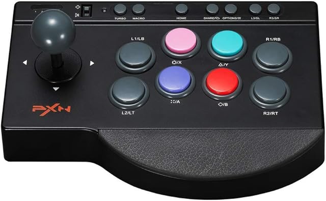 PXN Arcade Fight Stick, 0082 8-Button Gaming Fighting Joystick, Street Fighter Arcade with Turbo and Macro Buttons, USB Fighting controller for PS3, PS4, Xbox One, Switch, Window PC, Xbox series X|S