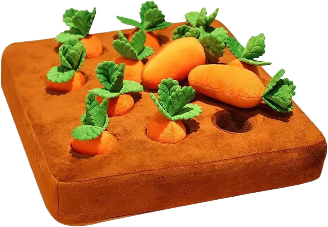 Snuffle Toys for Dogs - Interactive Feed Games | Plush 12 Carrots Dog Puzzle Toy, 35×35×7cm Enrichment Mat for Puppy Mental Stimulation Brain Training Small Animals Bunny Rabbit Chinchilla Hamster