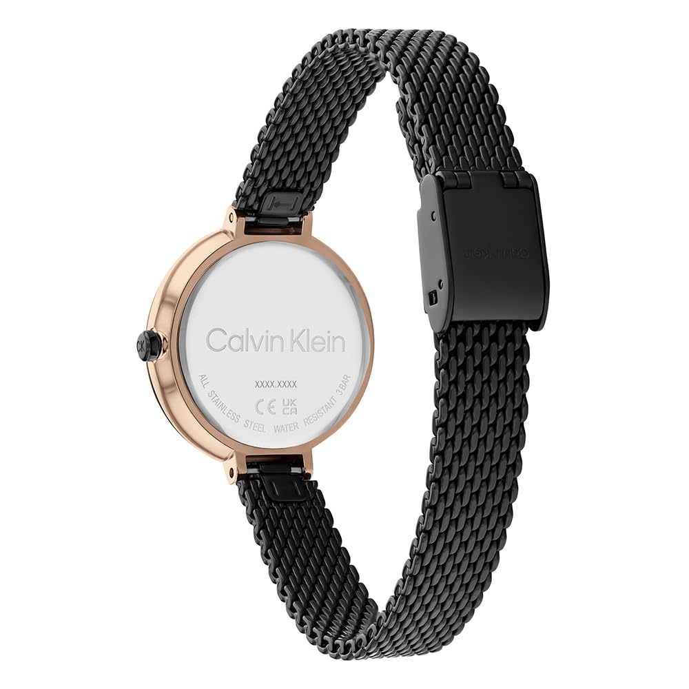 Calvin Klein Reloj Analógico de Cuarzo para Mujer con Correa de Malla de Acero Inoxidable