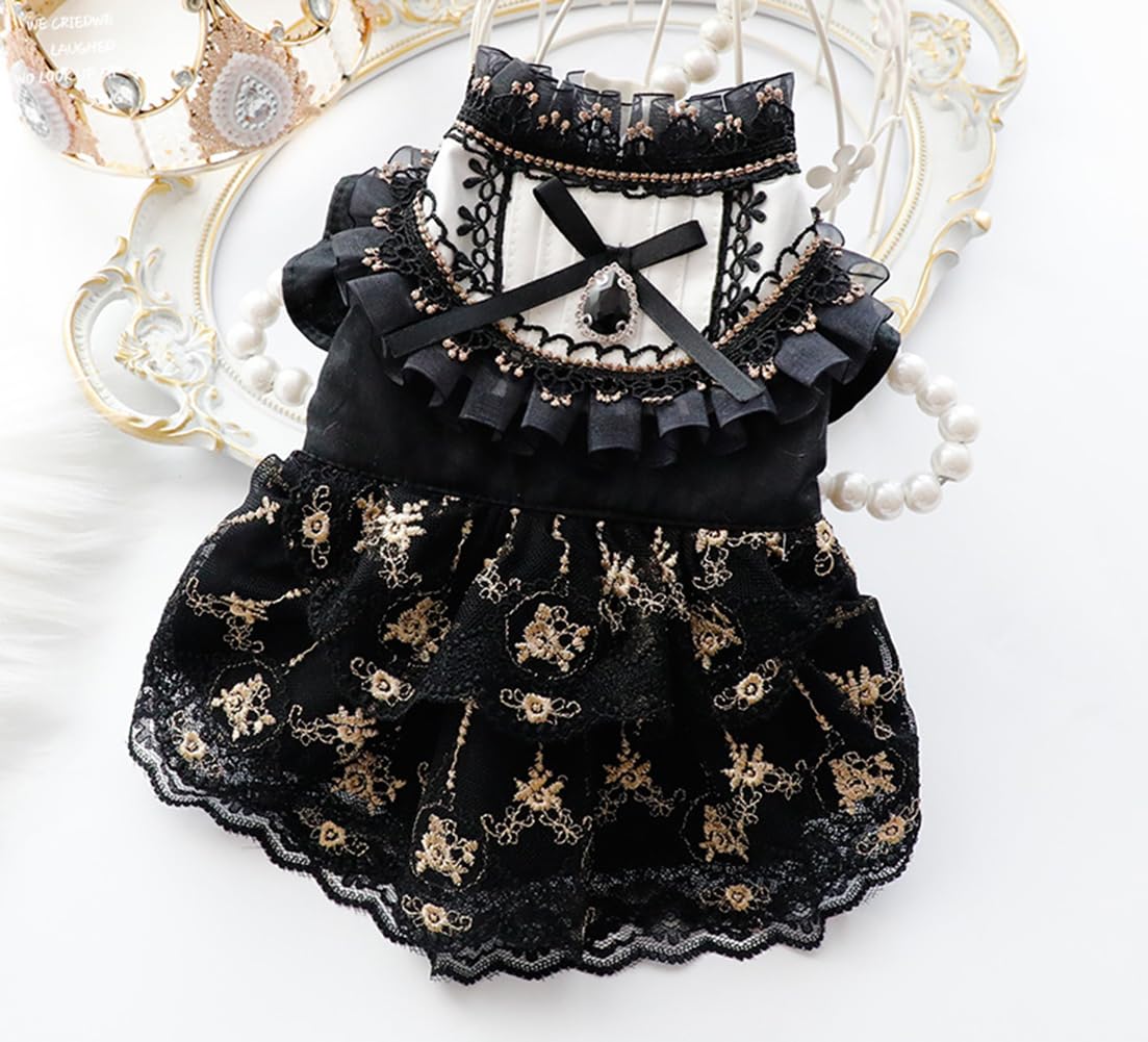 MaruPet Fashion Sweet Puppy Dog Blingbling Princess Skirt Pet Dog Lace Cake Camisole Tutu Dress D-Black XL