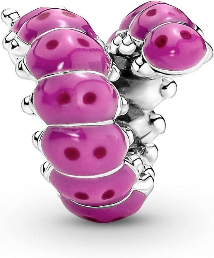 Pandora Cute Curled Caterpillar Charm Bracelet Charm Moments Bracelets - Stunning Women's Jewelry - Gift for Women - Made with Sterling Silver, Man-Made Crystal & Enamel