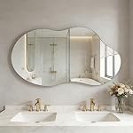 Irregular Wall Mirror, Asymmetrical Wall Mirror Decorative Wavy Mirror | 22"x36" Abstract Shape Curvy Mirror, Antique-Bronze,for Living Room Bathroom Bedroom Entryway