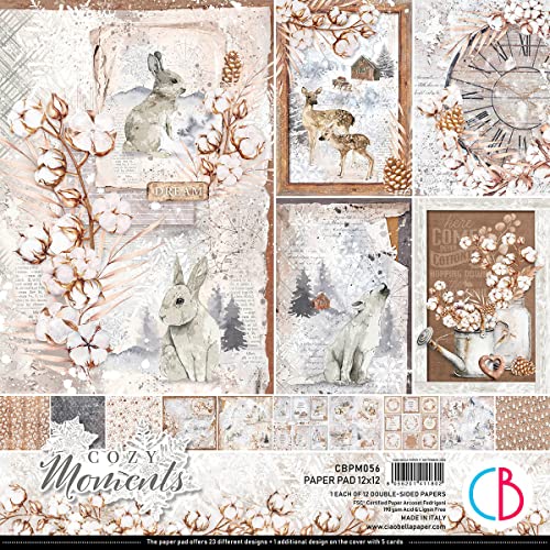 Ciao Bella Cozy Moments 12" x 12" Paper Pad -190gsm, Black|brown|grey|beige|red