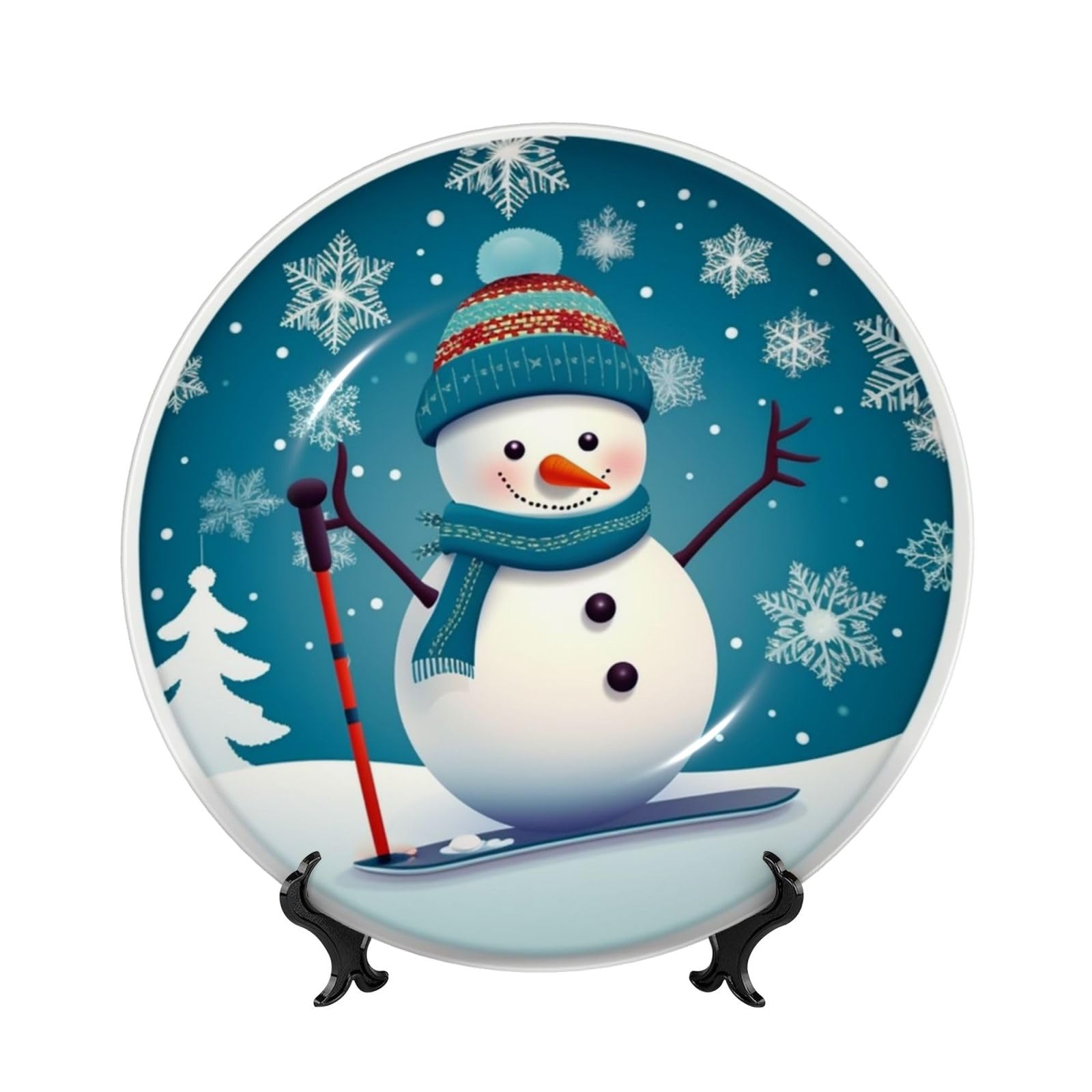Porcelaine anglaise décorative faite main de 20cm motif ski