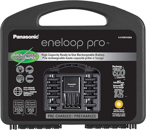 Miniatura 2 de Panasonic K-KJ55KHC86A Eneloop pro - Baterías recargables de alta capacidad 8AA, 6AAA y Panasonic BK-4HCCA12FA pro AAA de alta capacidad Ni-MH