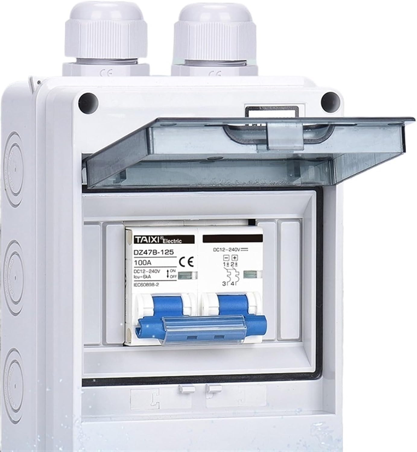 Solar PV Battery Combiner Box DC Disconnect Isolatior Switch Circuit Breaker with Junction Box 63A 100A 150A 12V 24V 48V 500V(DC 500V,25A)