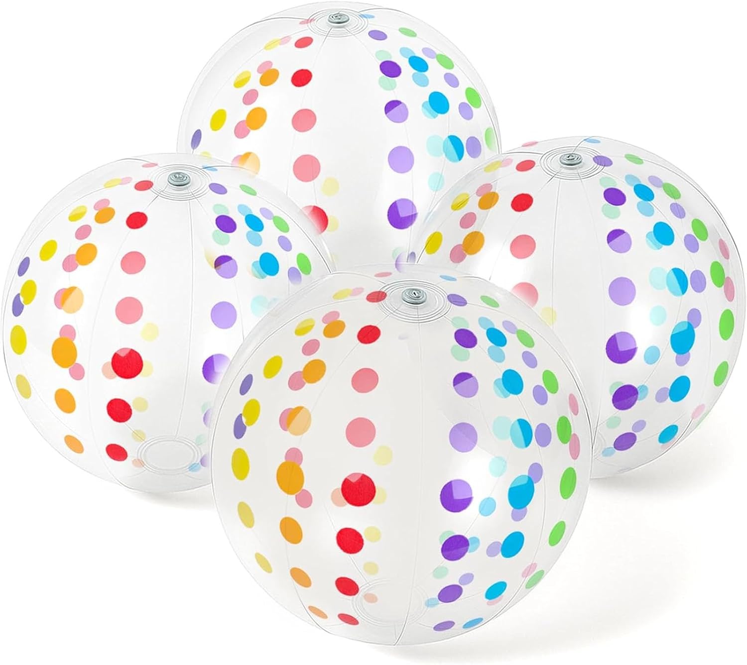 LovesTown 4-Pack Beach Balls 16-inch, Large Polka Dot Beach Balls for Summer Parties, Pool Toys, Birthday Party Supplies Decorations, Kids Water Games