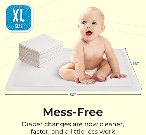 Miniatura 2 de Peekapoo Cambiadores desechables XL para bebé (paquete de 50)  Cambiador portátil para viajes sin desorden, ultra absorbentes, impermeables y súper