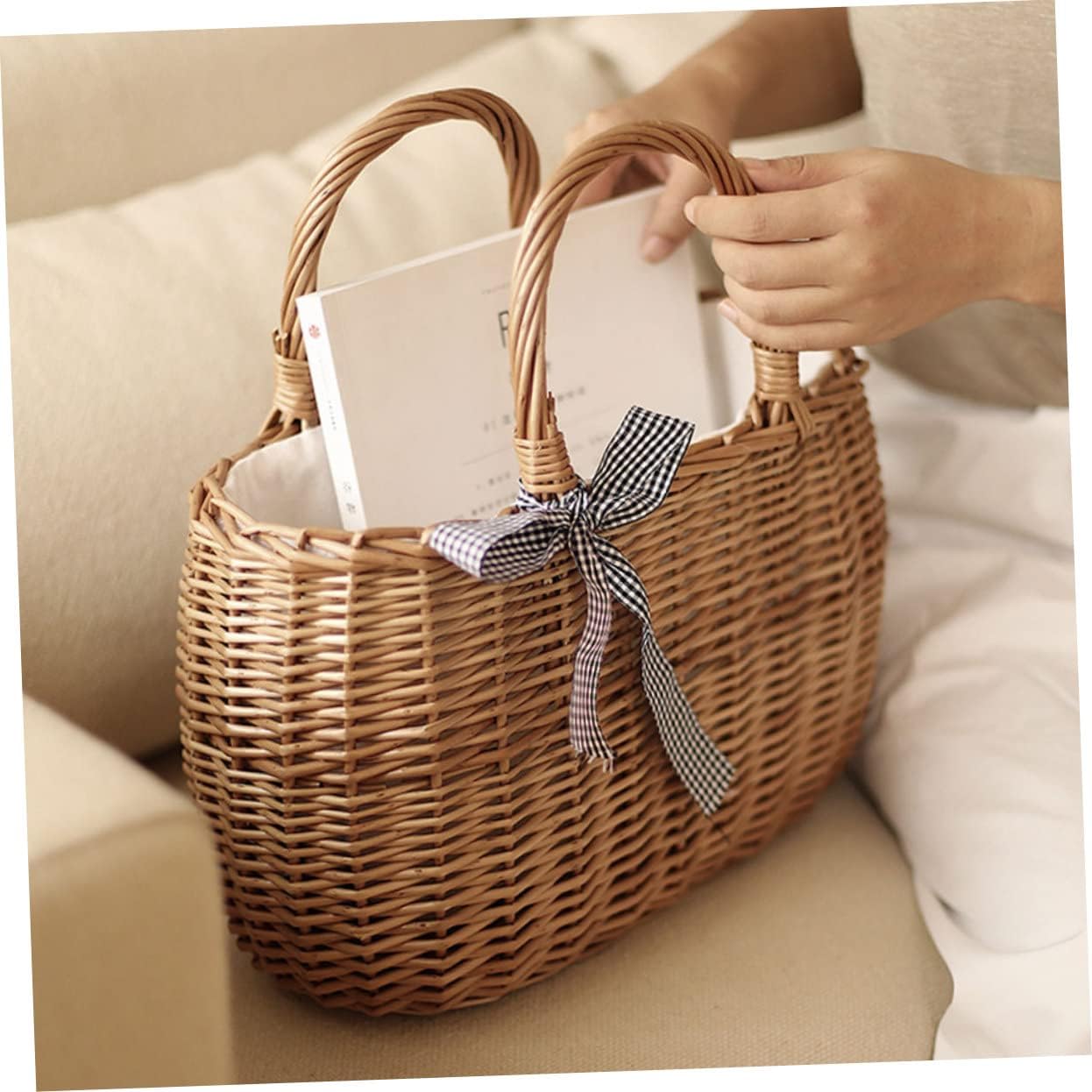 Prime Material Braided Handbag Bag Eco-friendly Handmade Storage for Flowers Fruits Snacks